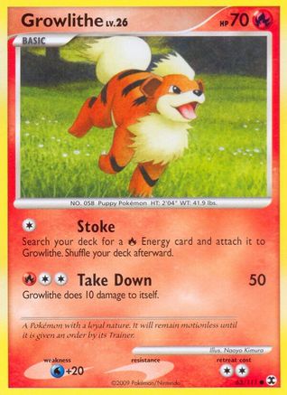Growlithe 063 - Reverse Holofoil Rising Rivals - Common
