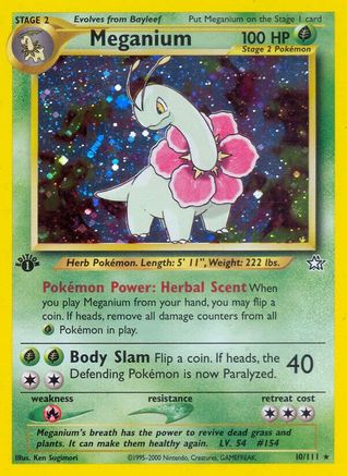 Meganium (10) 010/111 - Unlimited Holofoil Neo Genesis - Holo Rare