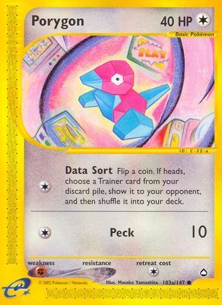 Porygon (103a) (103a) 103a - Reverse Holofoil Aquapolis - Common