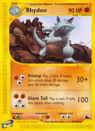Rhydon (29) - Reverse Holofoil Skyridge - Rare