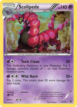 Scolipede - Reverse Holofoil Emerging Powers - Rare
