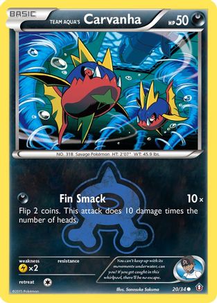 Team Aqua's Carvanha 020 - Reverse Holofoil Double Crisis - Common
