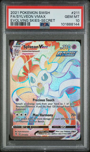 2021 POKEMON SWORD & SHIELD EVOLVING SKIES #211 FA/SYLVEON VMAX EVOLVING SKIES-SECRET