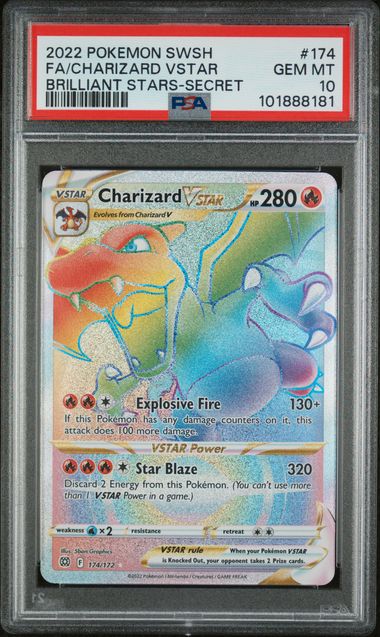 2022 POKEMON SWORD & SHIELD BRILLIANT STARS #174 FA/CHARIZARD VSTAR BRILLIANT STARS-SECRET