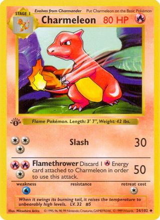Charmeleon 024  - Unlimited Base Set Shadowless - Uncommon