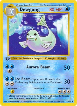 Dewgong 025  - Unlimited Base Set Shadowless - Uncommon
