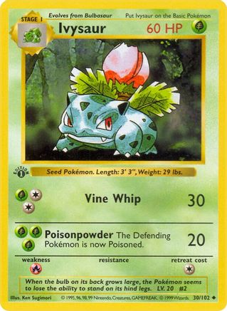 Ivysaur 030  - Unlimited Base Set Shadowless - Uncommon