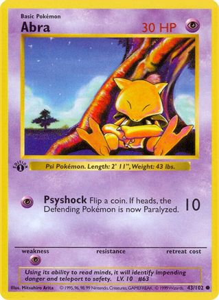 Abra 043  - Unlimited Base Set Shadowless - Common