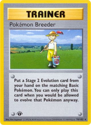 Pokemon Breeder/102  - Unlimited Base Set Shadowless - Rare