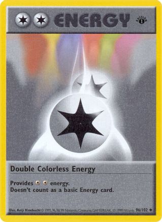 Double Colorless Energy 096  - Unlimited Base Set Shadowless - Uncommon