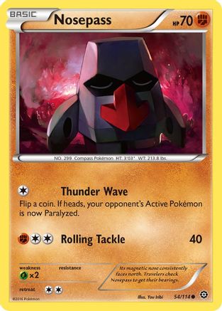 Nosepass 054/114  - Reverse Holofoil XY  Steam Siege - Common