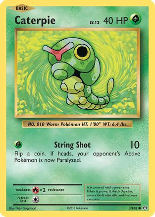 Caterpie 003/108  - Reverse Holofoil XY  Evolutions - Common