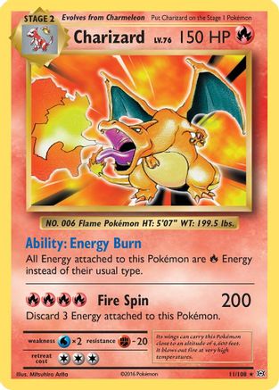 Charizard 011/108  - Reverse Holofoil XY  Evolutions - Holo Rare