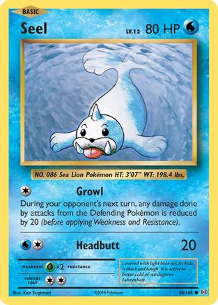 Seel 028/108  - Reverse Holofoil XY  Evolutions - Common