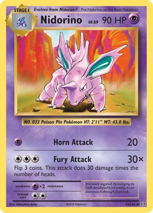 Nidorino 044/108  - Reverse Holofoil XY  Evolutions - Uncommon