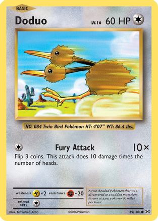 Doduo 069/108  - Reverse Holofoil XY  Evolutions - Common
