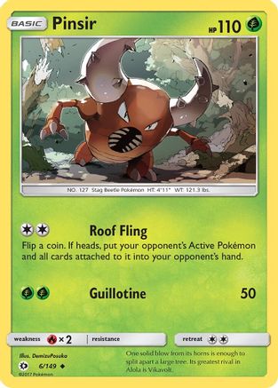 Pinsir 006/149  - Reverse Holofoil SM Base Set - Uncommon