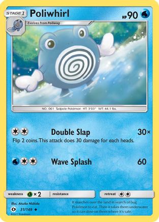 Poliwhirl 031/149  - Reverse Holofoil SM Base Set - Uncommon