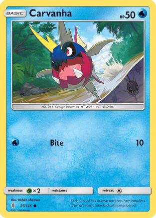 Carvanha 027  - Reverse Holofoil SM  Guardians Rising - Common