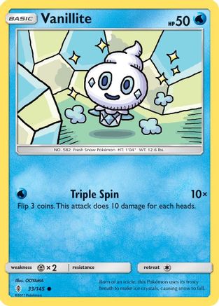 Vanillite 033/145  - Reverse Holofoil SM  Guardians Rising - Common