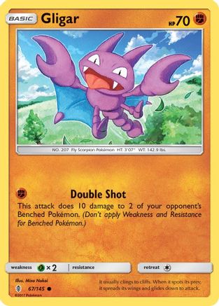Gligar 067/145  - Reverse Holofoil SM  Guardians Rising - Common