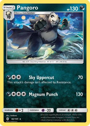 Pangoro 082  - Reverse Holofoil SM  Guardians Rising - Rare