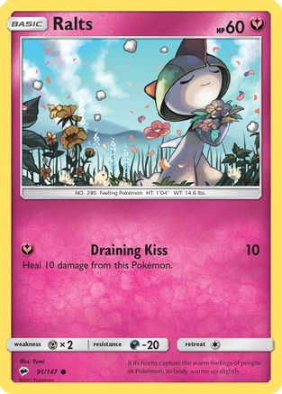 Ralts 091/147  - Reverse Holofoil SM  Burning Shadows - Common