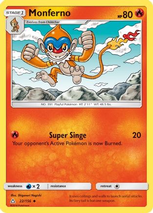 Monferno 022/156  - Reverse Holofoil SM  Ultra Prism - Uncommon