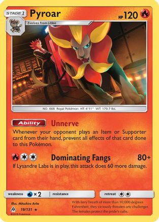 Pyroar 019  - Holofoil SM  Forbidden Light - Holo Rare
