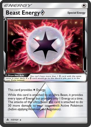 Beast Energy Prism Star 117/131  - Holofoil SM  Forbidden Light - Prism Rare