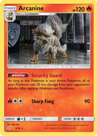 Arcanine 006/18  - Holofoil Detective Pikachu - Rare
