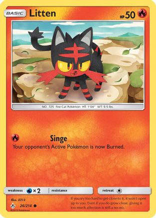 Litten (26) (26) 026/214  - Reverse Holofoil SM  Unbroken Bonds - Common