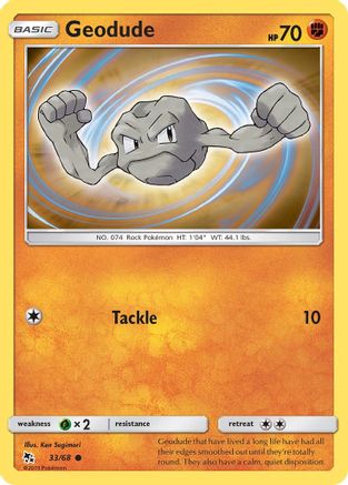 Geodude 033/68  - Reverse Holofoil Hidden Fates - Common