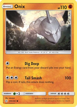 Onix 105/236  - Reverse Holofoil SM  Cosmic Eclipse - Common