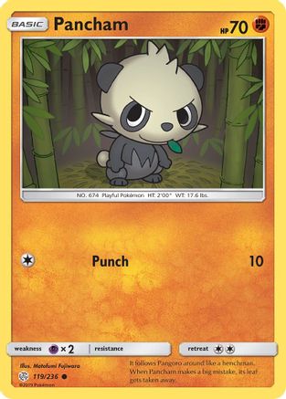 Pancham  - Reverse Holofoil SM  Cosmic Eclipse - Common