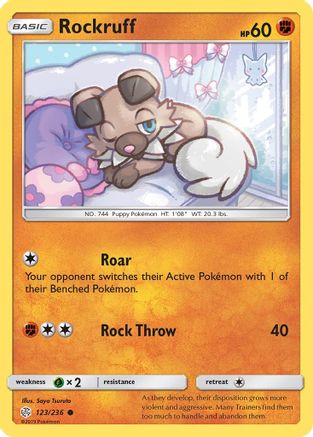Rockruff 123/236  - Reverse Holofoil SM  Cosmic Eclipse - Common