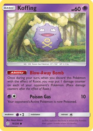 Koffing 076/236  - Reverse Holofoil SM  Cosmic Eclipse - Common