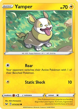Yamper (073) 073/202  - Reverse Holofoil SWSH01 Sword & Shield Base Set - Common