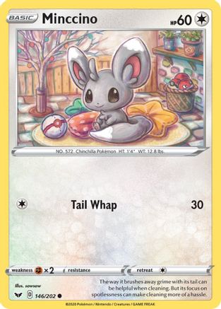 Minccino (146) 146/202  - Reverse Holofoil SWSH01 Sword & Shield Base Set - Common
