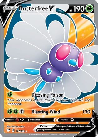 Butterfree V (Full Art) 177/189  - Holofoil SWSH03 Darkness Ablaze - Ultra Rare