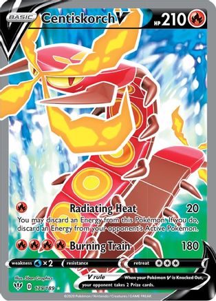 Centiskorch V (Full Art) 179/189  - Holofoil SWSH03 Darkness Ablaze - Ultra Rare