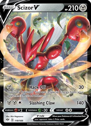 Scizor V 118/189  - Holofoil SWSH03 Darkness Ablaze - Ultra Rare
