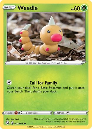 Weedle 002/73  - Reverse Holofoil Champions Path - Common