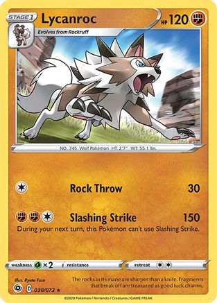 Lycanroc 030/73  - Holofoil Champions Path - Holo Rare