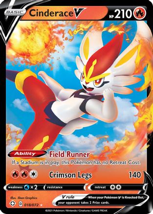 Cinderace V 018/072  - Holofoil Shining Fates - Ultra Rare