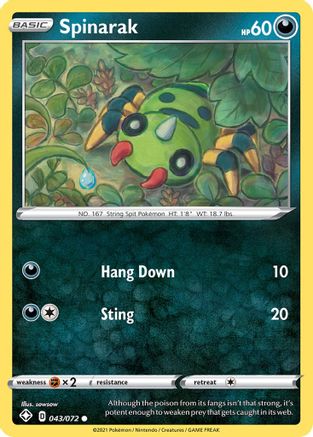 Spinarak 043/072  - Reverse Holofoil Shining Fates - Common