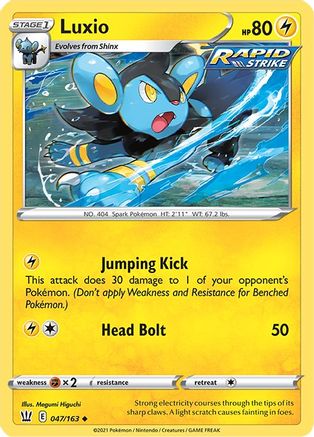 Luxio 047/163  - Reverse Holofoil SWSH05 Battle Styles - Uncommon