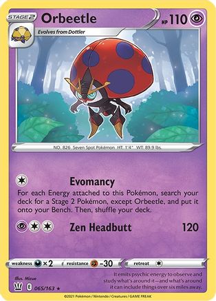 Orbeetle 065/163  - Reverse Holofoil SWSH05 Battle Styles - Holo Rare
