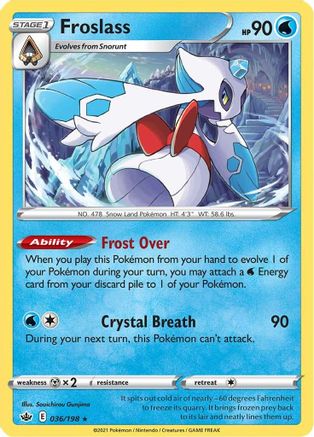 Froslass 036/198  - Reverse Holofoil SWSH06 Chilling Reign - Holo Rare