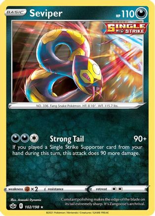 Seviper 102/198  - Reverse Holofoil SWSH06 Chilling Reign - Rare